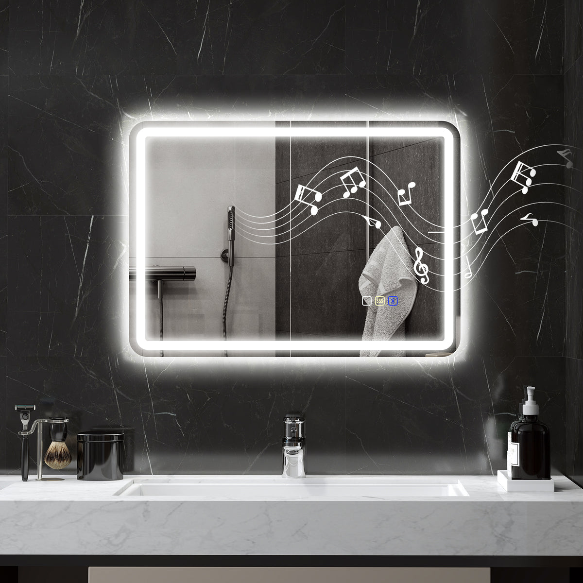 LED-Badezimmerspiegel mit Bluetooth und Antibeschlag