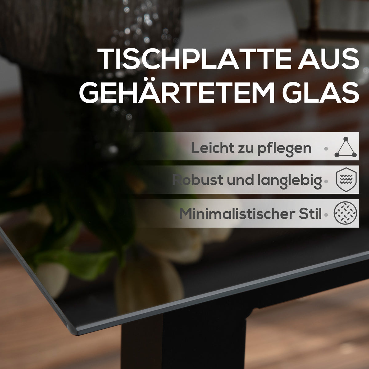 Gartentisch aus Aluminium und Hartglas