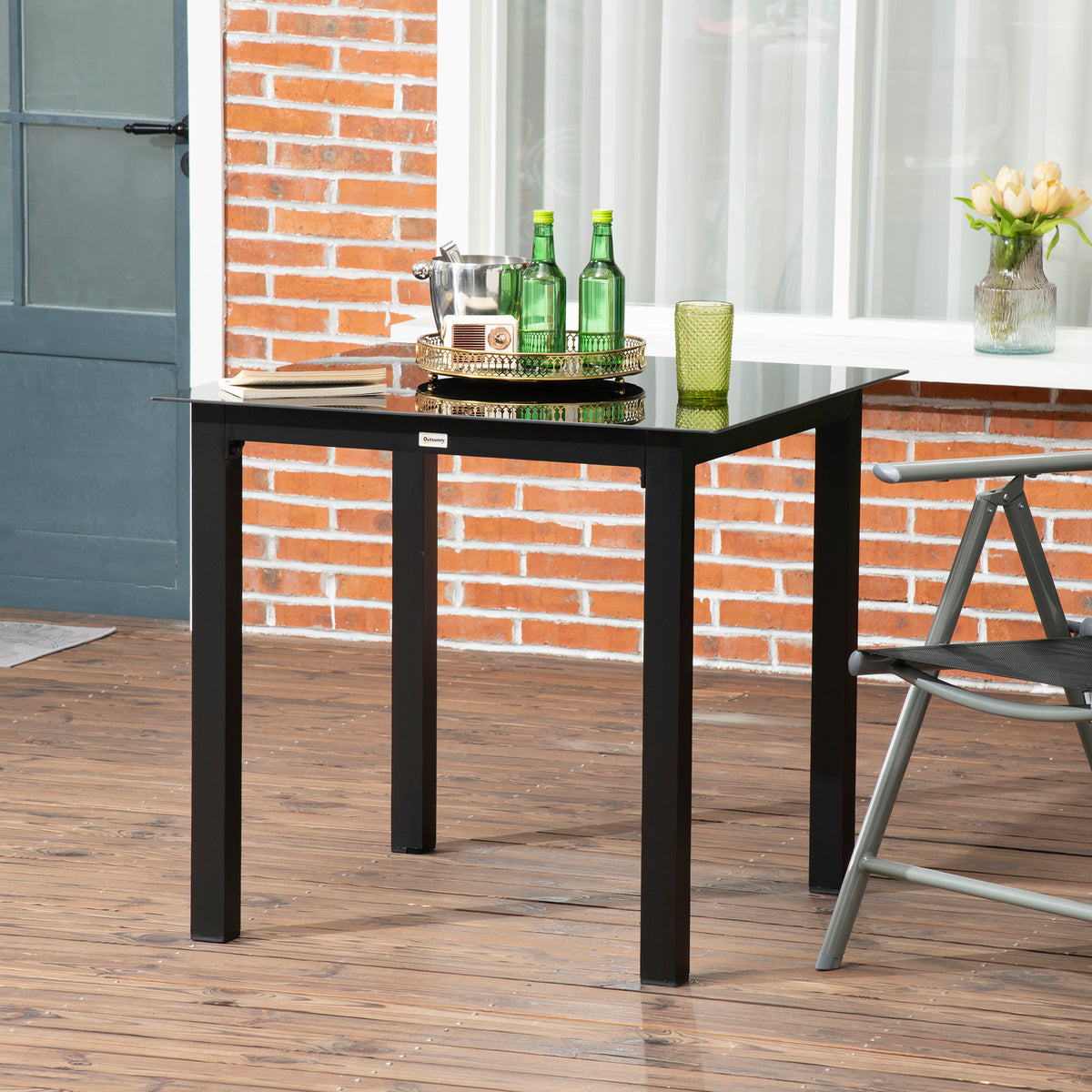Gartentisch aus Aluminium und Hartglas