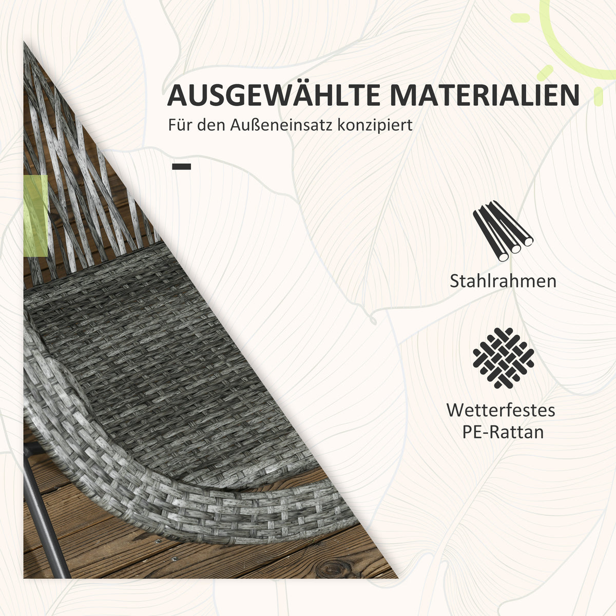 3-teiliges Gartenmöbelset mit zwei Stühlen und Tisch