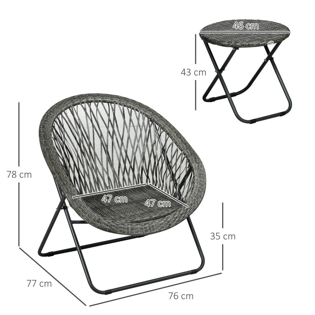 3-teiliges Gartenmöbelset mit zwei Stühlen und Tisch