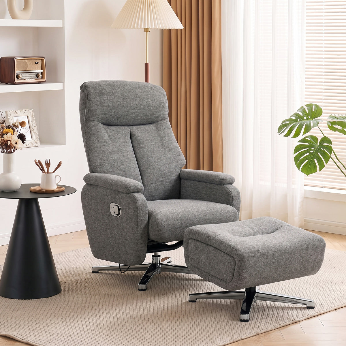 Relaxsessel mit Hocker, manuell verstellbar