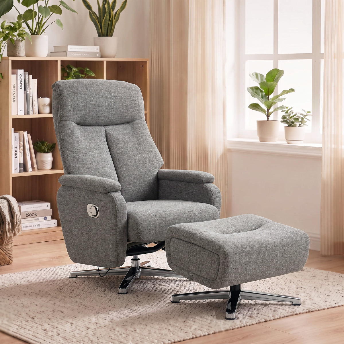 Relaxsessel mit Hocker, manuell verstellbar