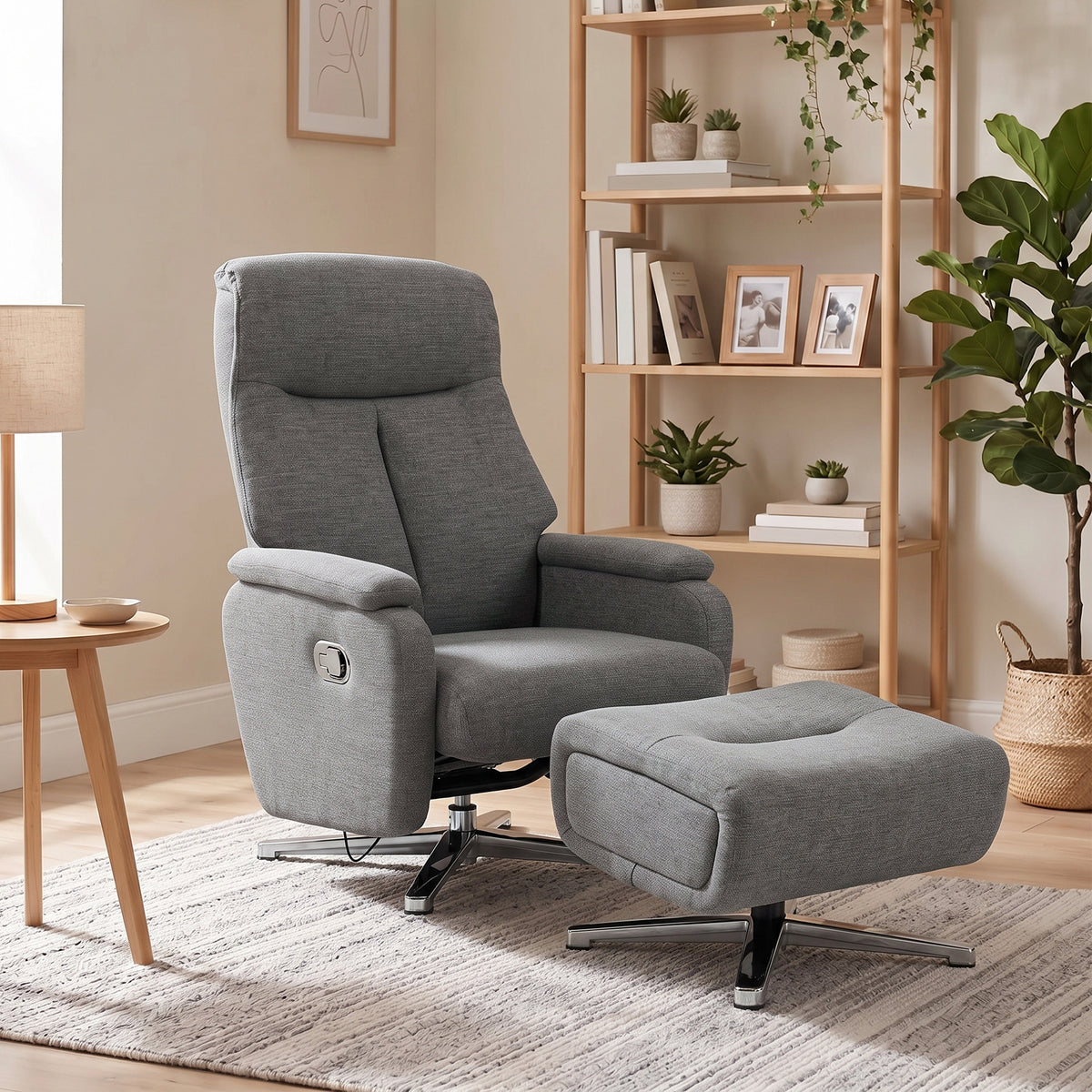 Relaxsessel mit Hocker, manuell verstellbar