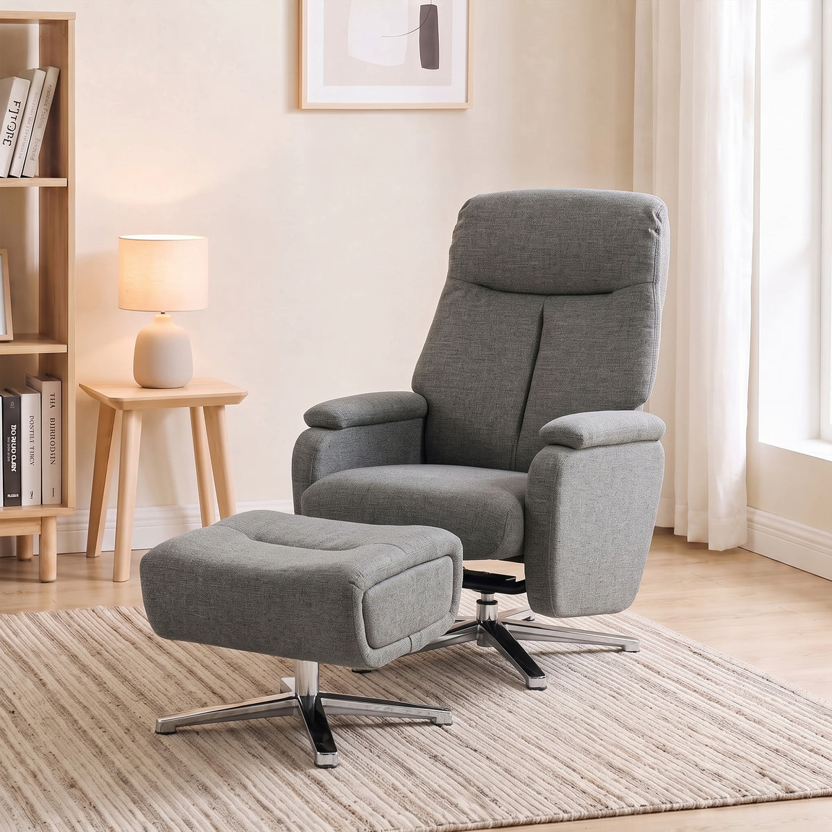 Relaxsessel mit Hocker, manuell verstellbar