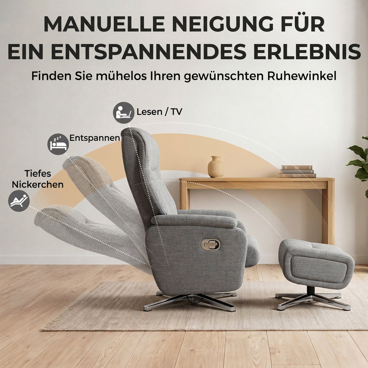 Relaxsessel mit Hocker, manuell verstellbar