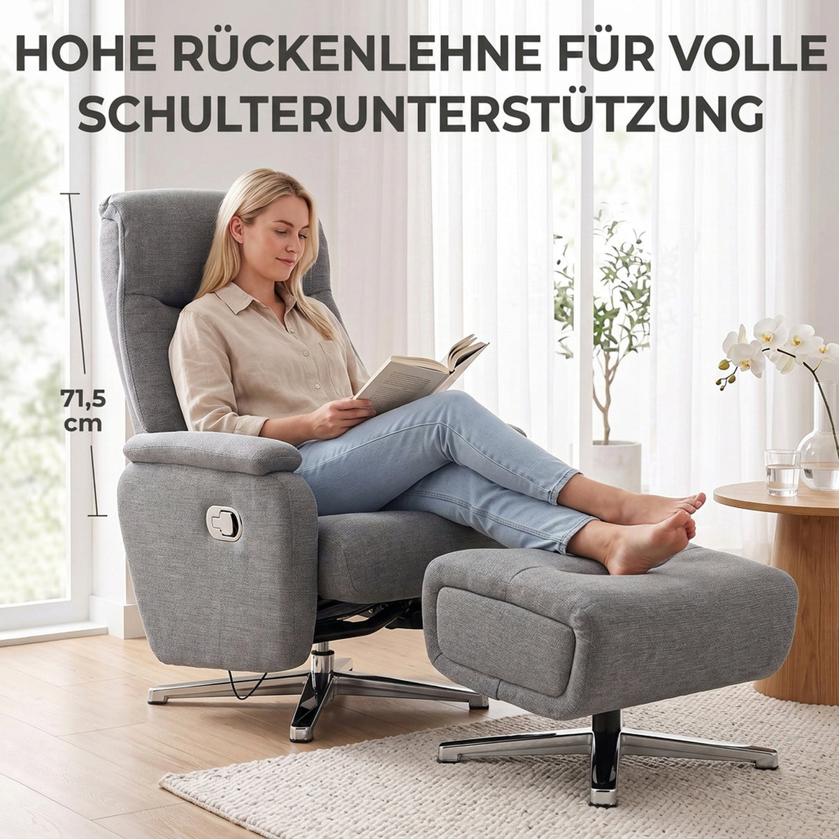 Relaxsessel mit Hocker, manuell verstellbar