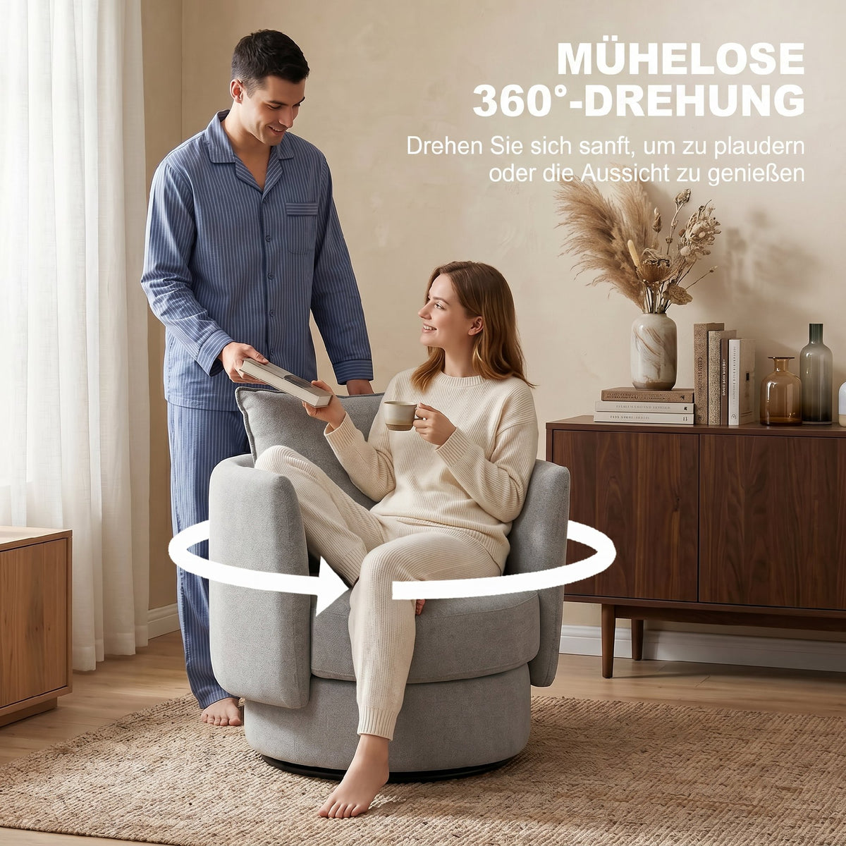 360°-Drehsessel mit gepolsterter Sitzfläche