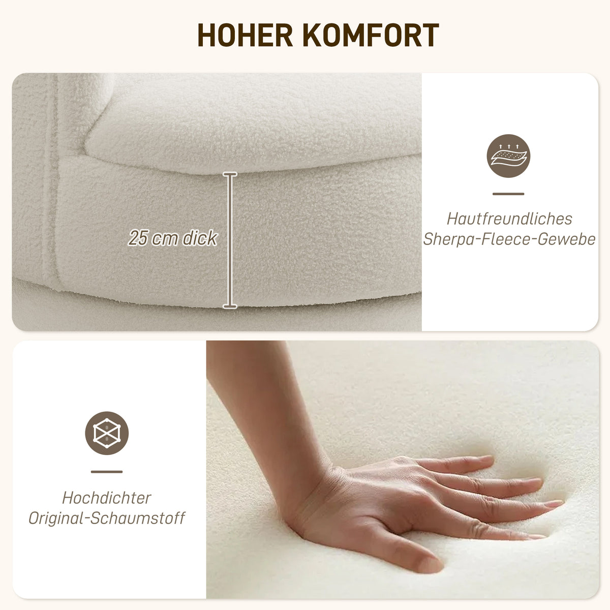 360°-Drehsessel mit gepolsterter Sitzfläche