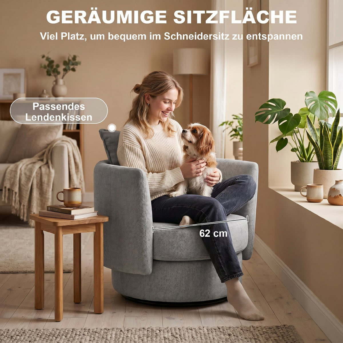 360°-Drehsessel mit gepolsterter Sitzfläche
