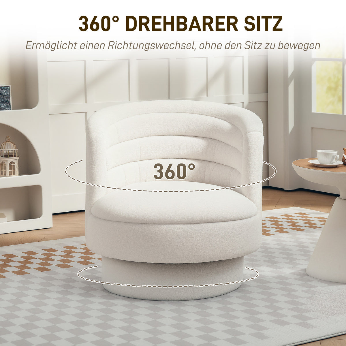360°-Drehsessel mit gepolsterter Sitzfläche