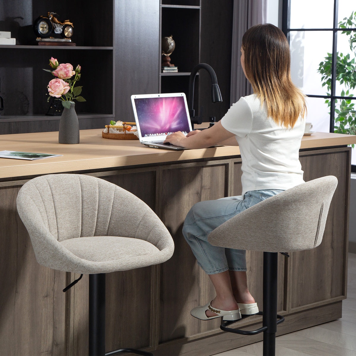 Barhocker 2er-Set, höhenverstellbar und drehbar
