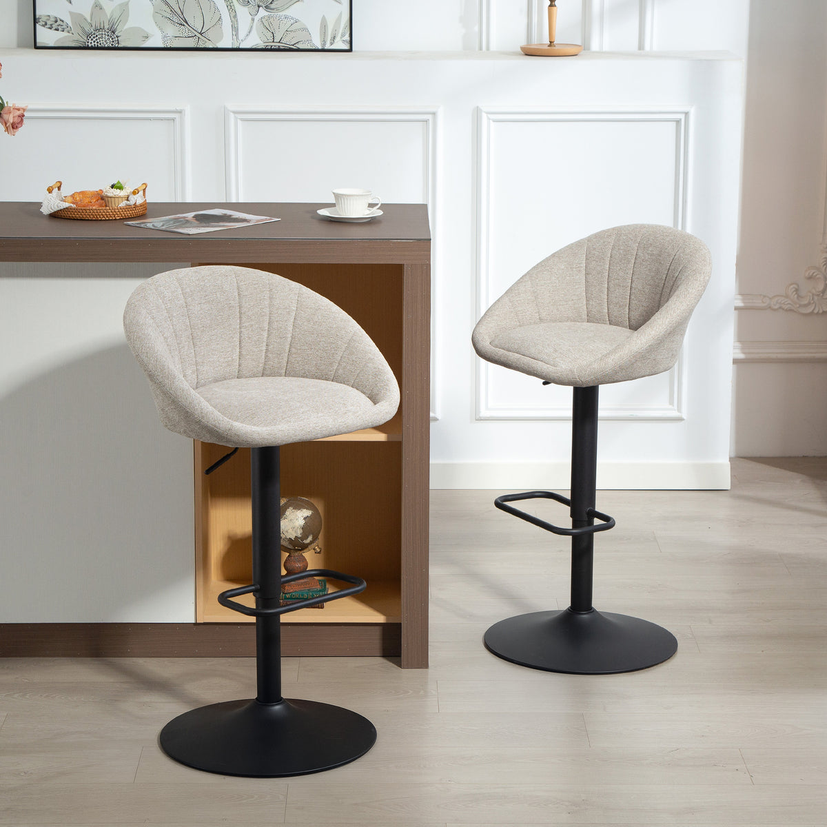 Barhocker 2er-Set, höhenverstellbar und drehbar