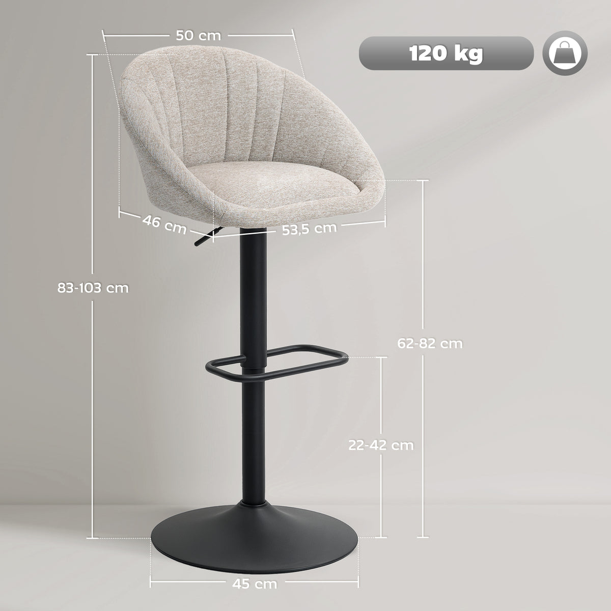 Barhocker 2er-Set, höhenverstellbar und drehbar