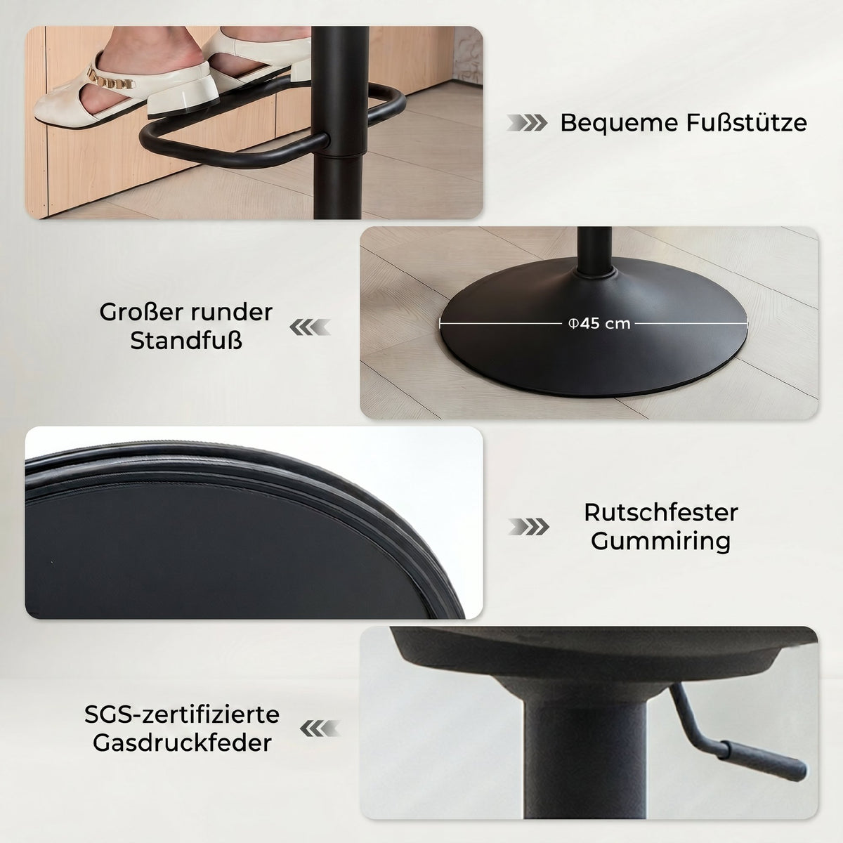Barhocker 2er-Set, höhenverstellbar und drehbar