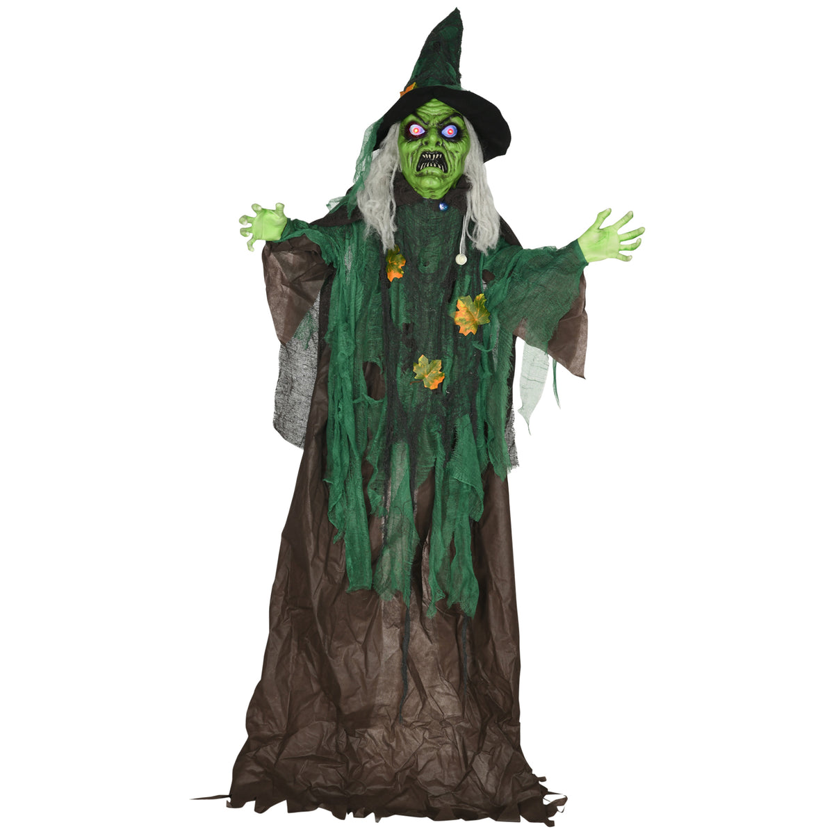 Animierte Halloween-Hexe mit Licht- und Soundeffekten