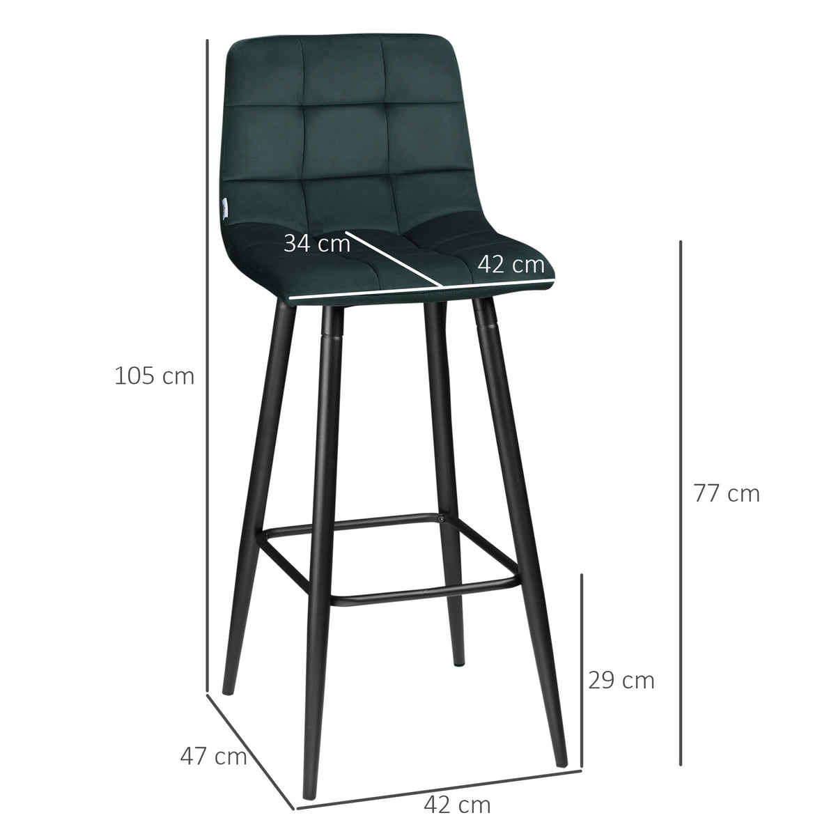 Barhocker 2er-Set mit Rückenlehne und Stahlgestell