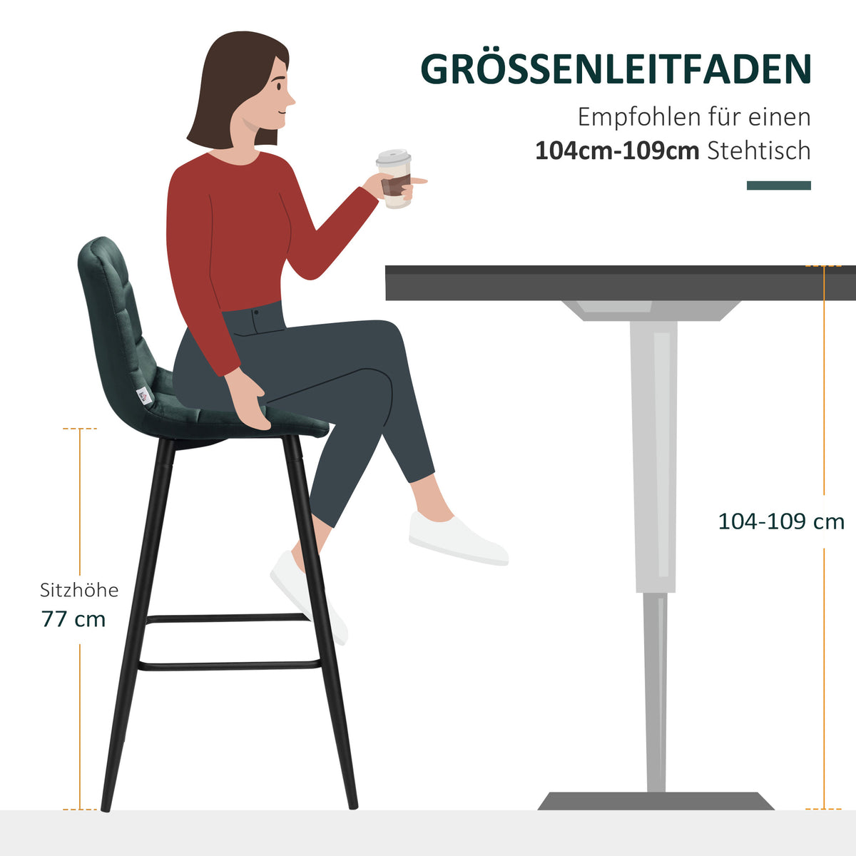 Barhocker 2er-Set mit Rückenlehne und Stahlgestell