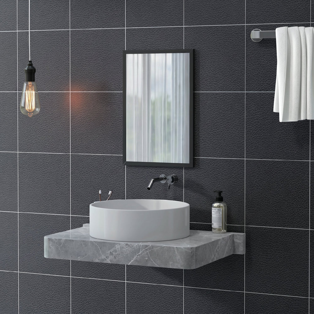 Rechteckiger Wandspiegel mit MDF-Rahmen