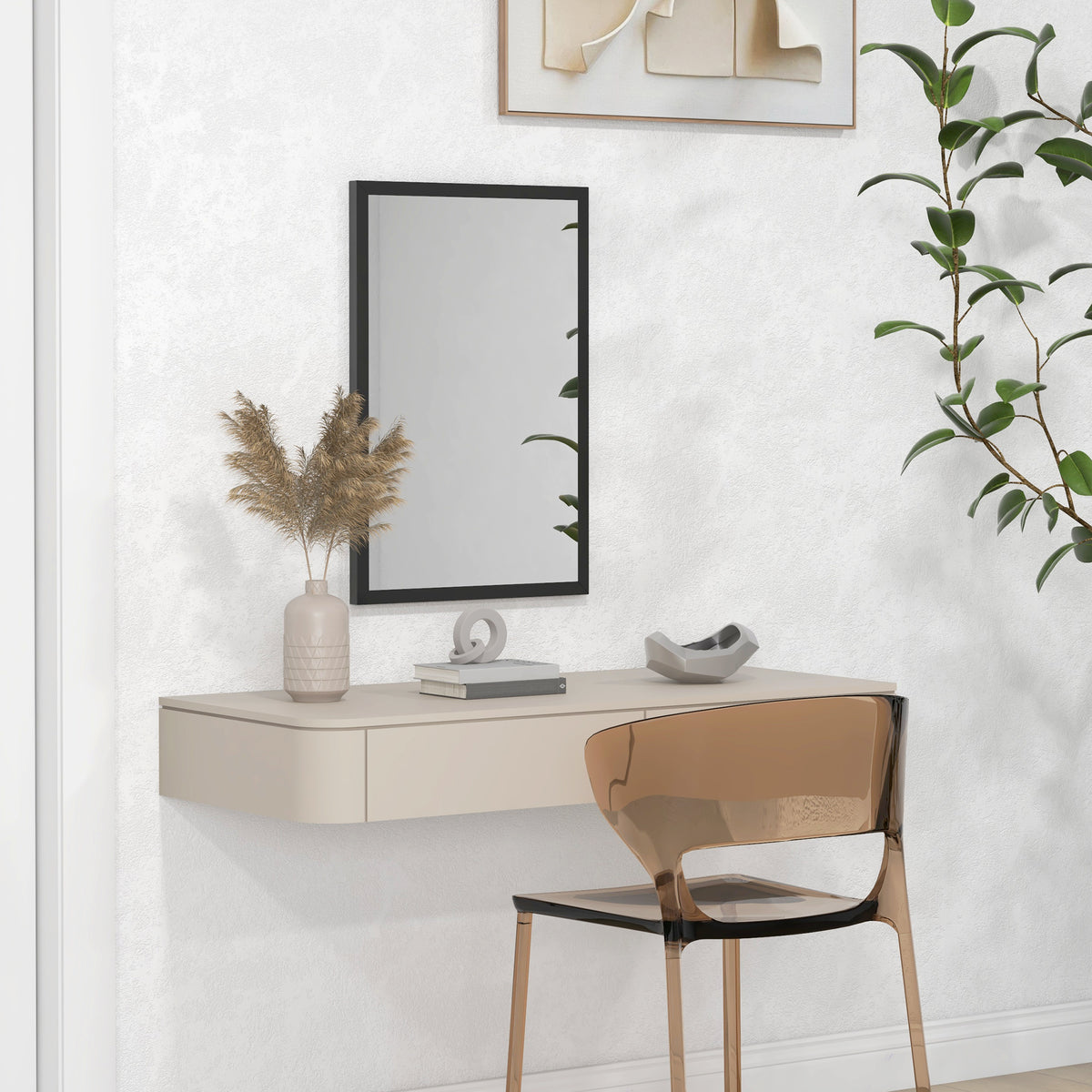 Rechteckiger Wandspiegel mit MDF-Rahmen