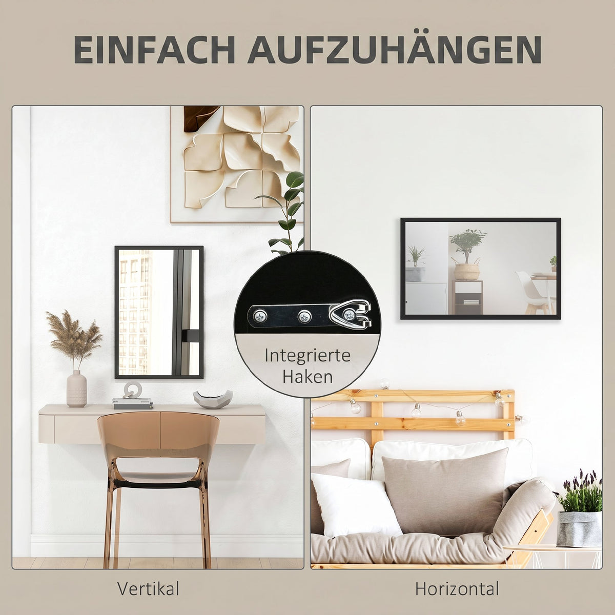 Rechteckiger Wandspiegel mit MDF-Rahmen