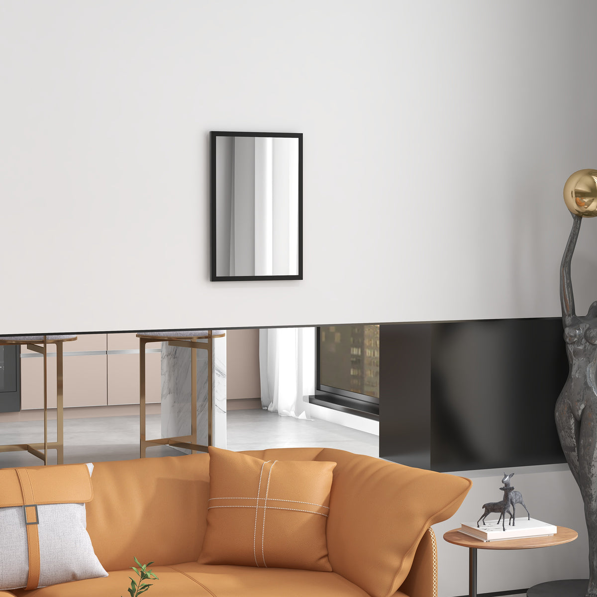 Rechteckiger Wandspiegel mit MDF-Rahmen