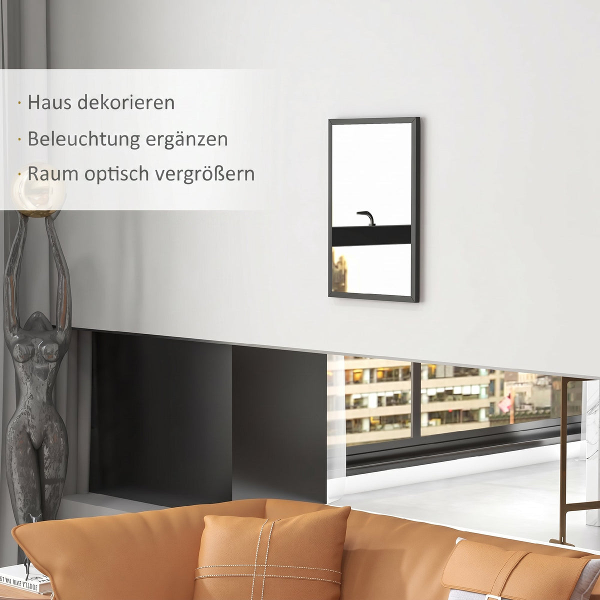 Rechteckiger Wandspiegel mit MDF-Rahmen