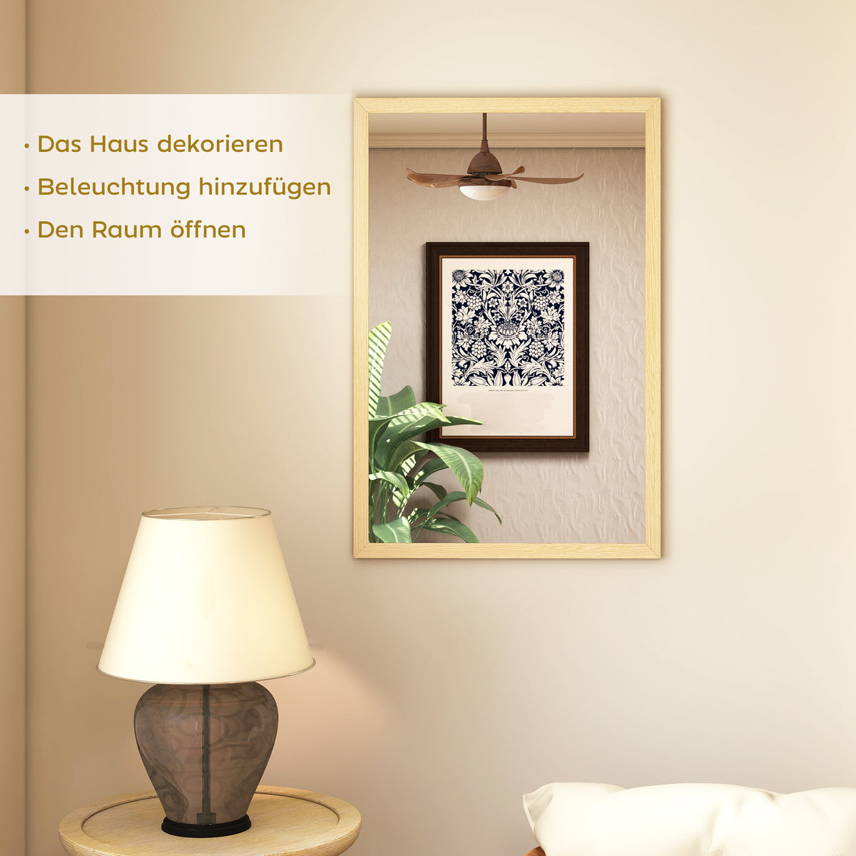 Rechteckiger Wandspiegel mit MDF-Rahmen