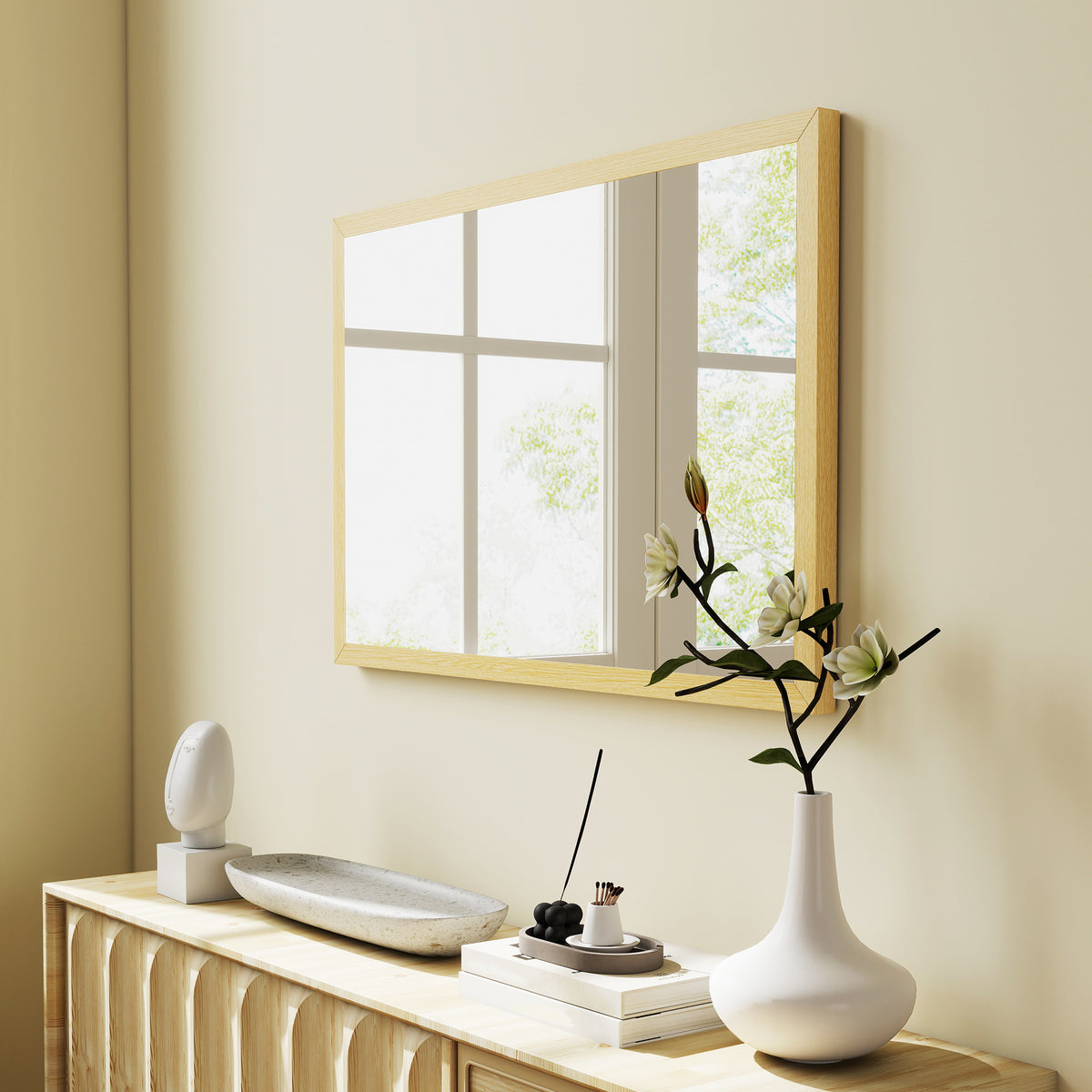 Rechteckiger Wandspiegel mit MDF-Rahmen