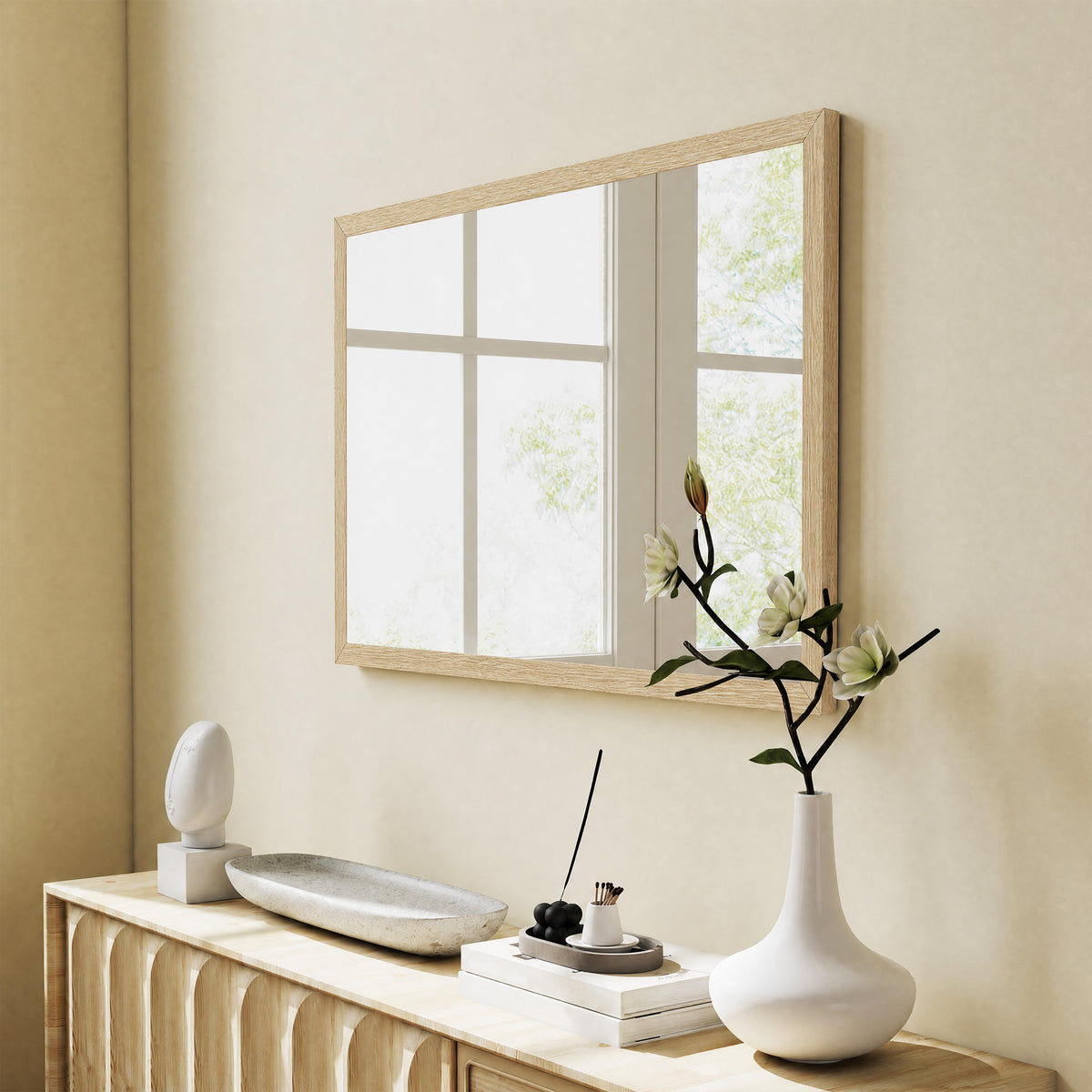 Rechteckiger Wandspiegel mit MDF-Rahmen