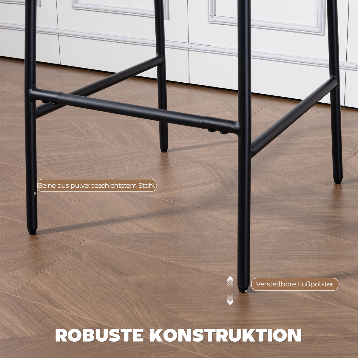 2er-Set Barhocker mit Rückenlehne und Fußstütze