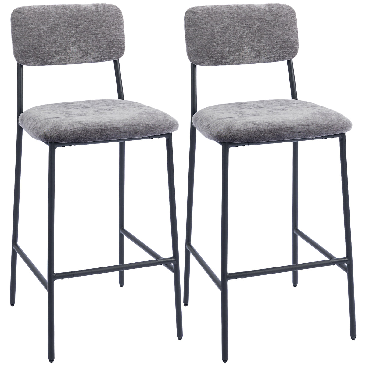2er-Set Barhocker mit Rückenlehne und Fußstütze