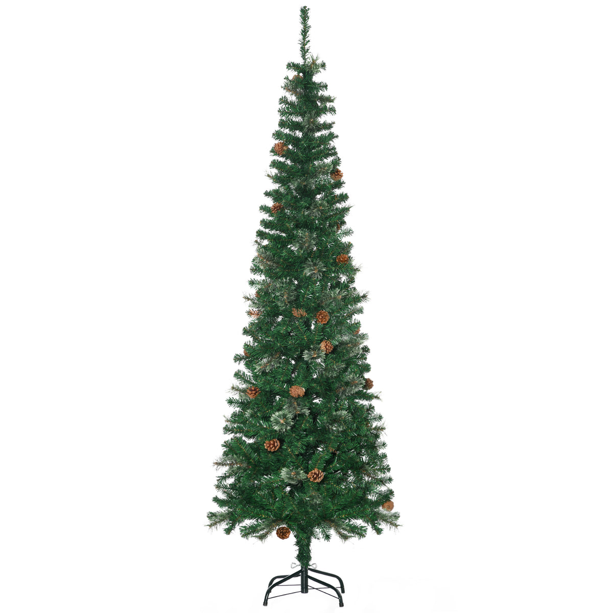 Schlanker künstlicher Weihnachtsbaum mit Zapfen, 195 cm