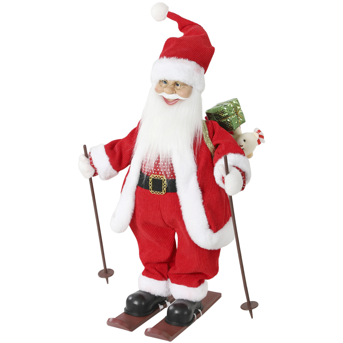 Animierter Ski-Weihnachtsmann mit Musik, 66 cm