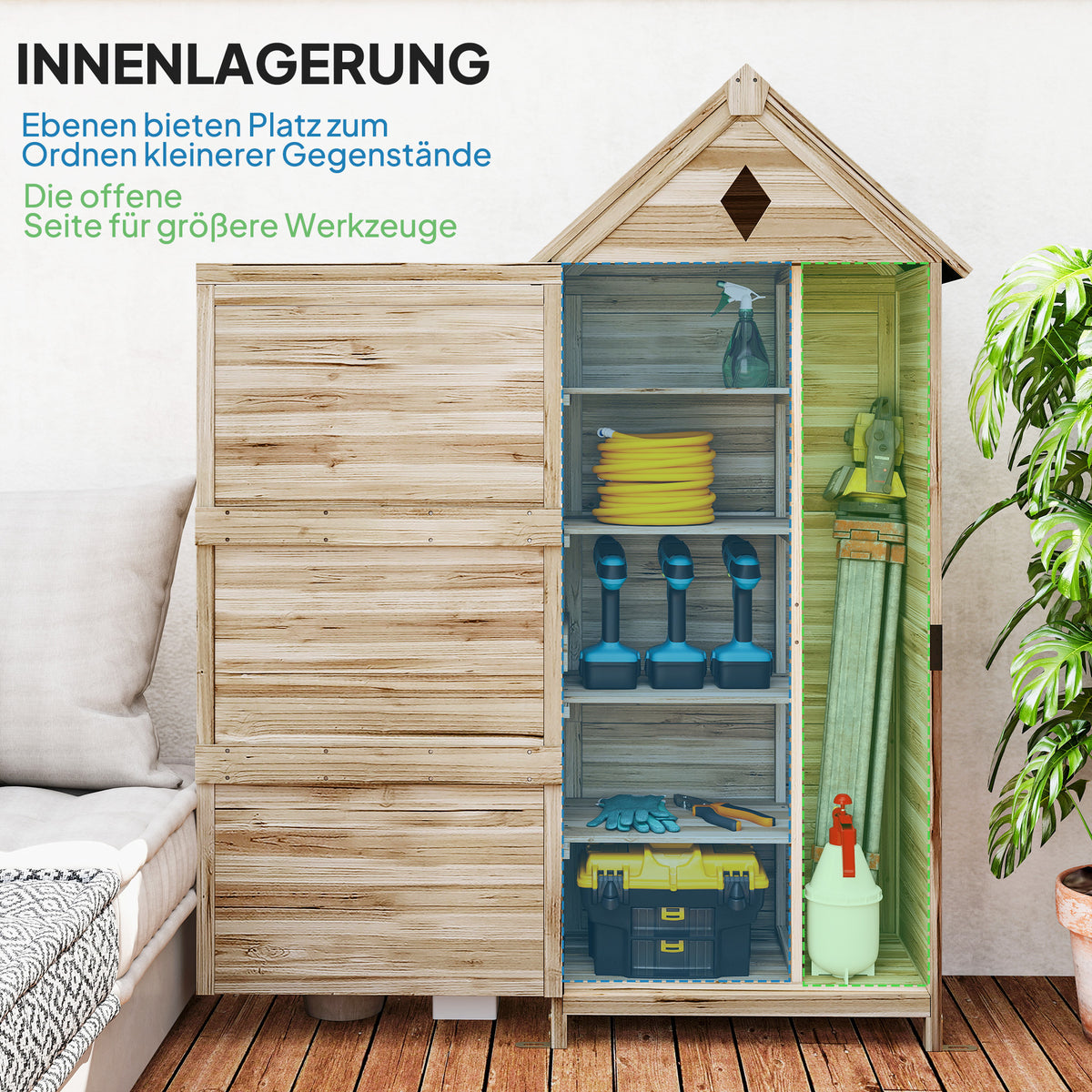 Gartenschrank aus Tannenholz mit Stauraum
