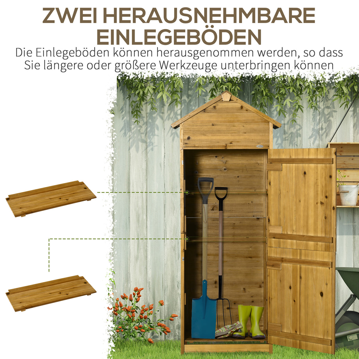 Gartenschrank aus Tannenholz mit Stauraum