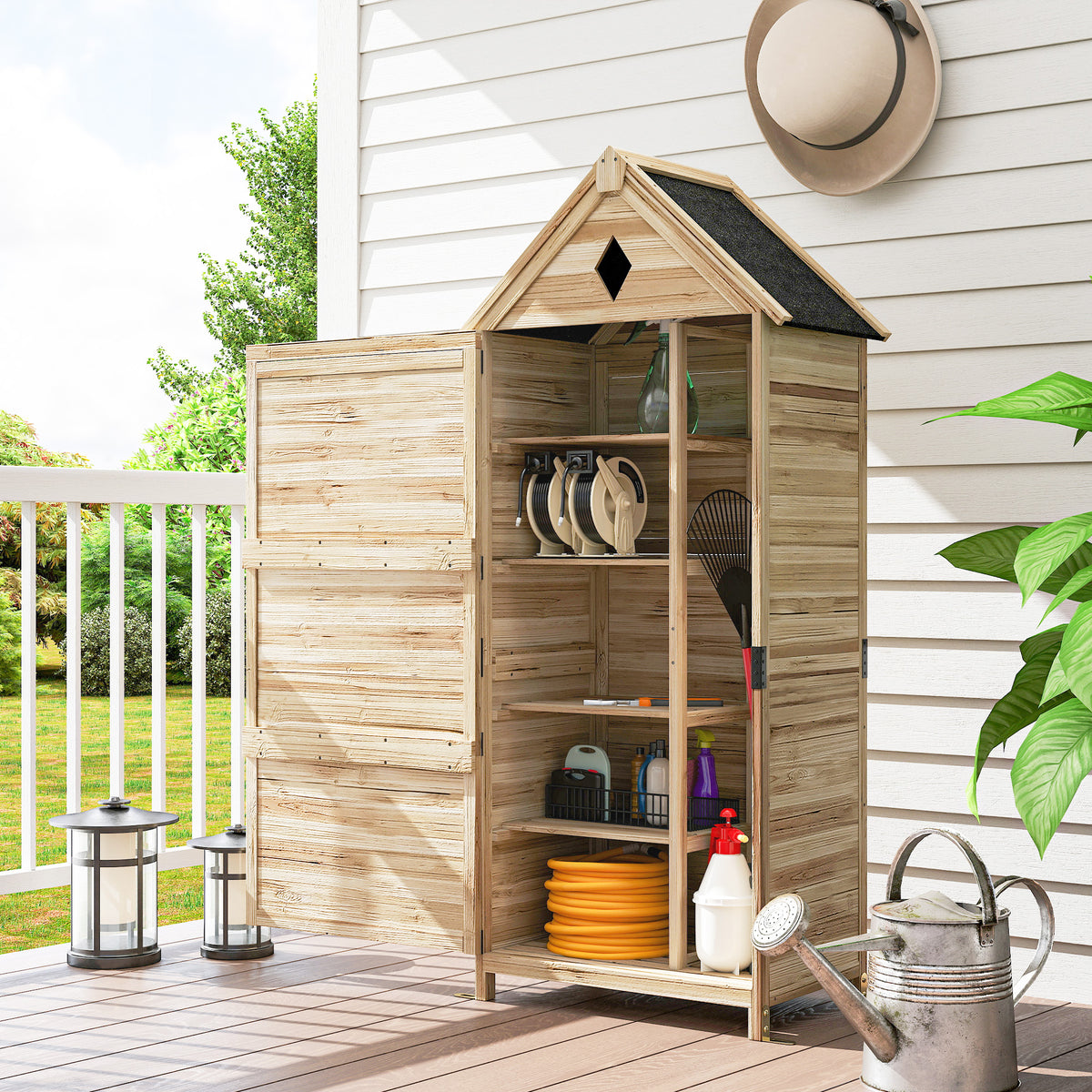 Gartenschrank aus Tannenholz mit Stauraum