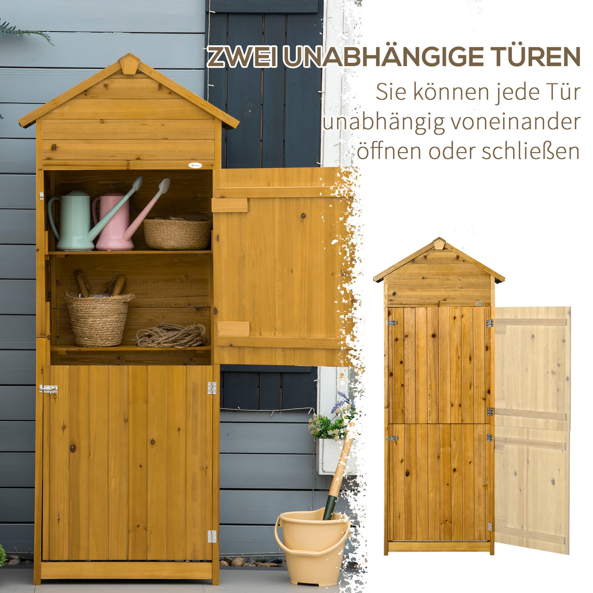 Gartenschrank aus Tannenholz mit Stauraum