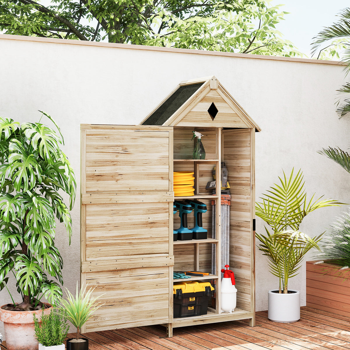 Gartenschrank aus Tannenholz mit Stauraum