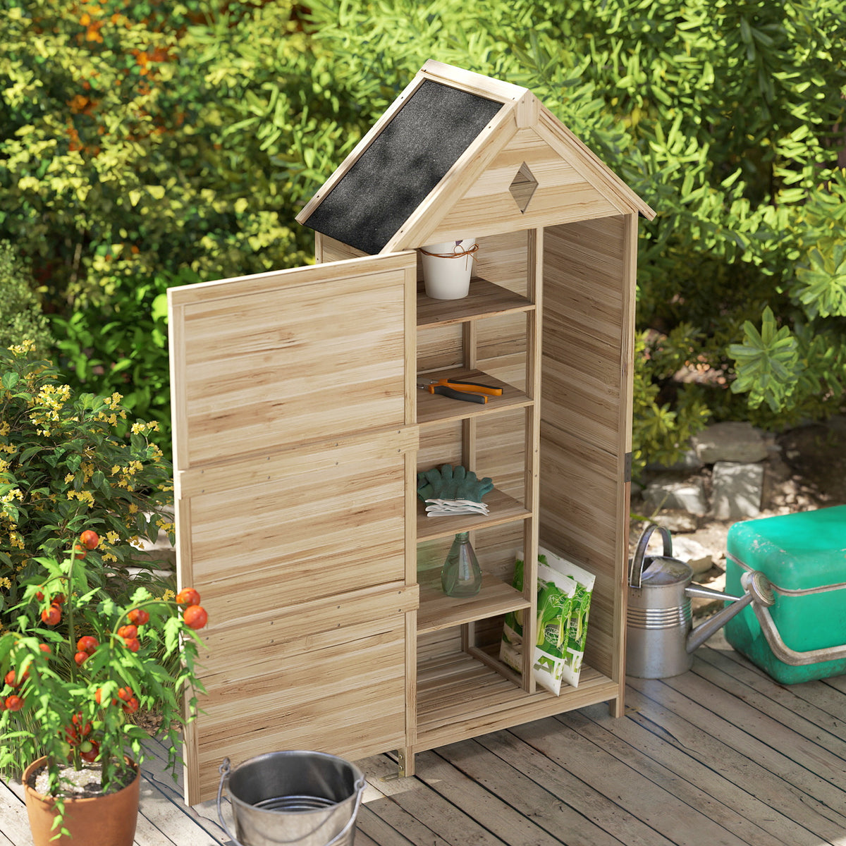 Gartenschrank aus Tannenholz mit Stauraum
