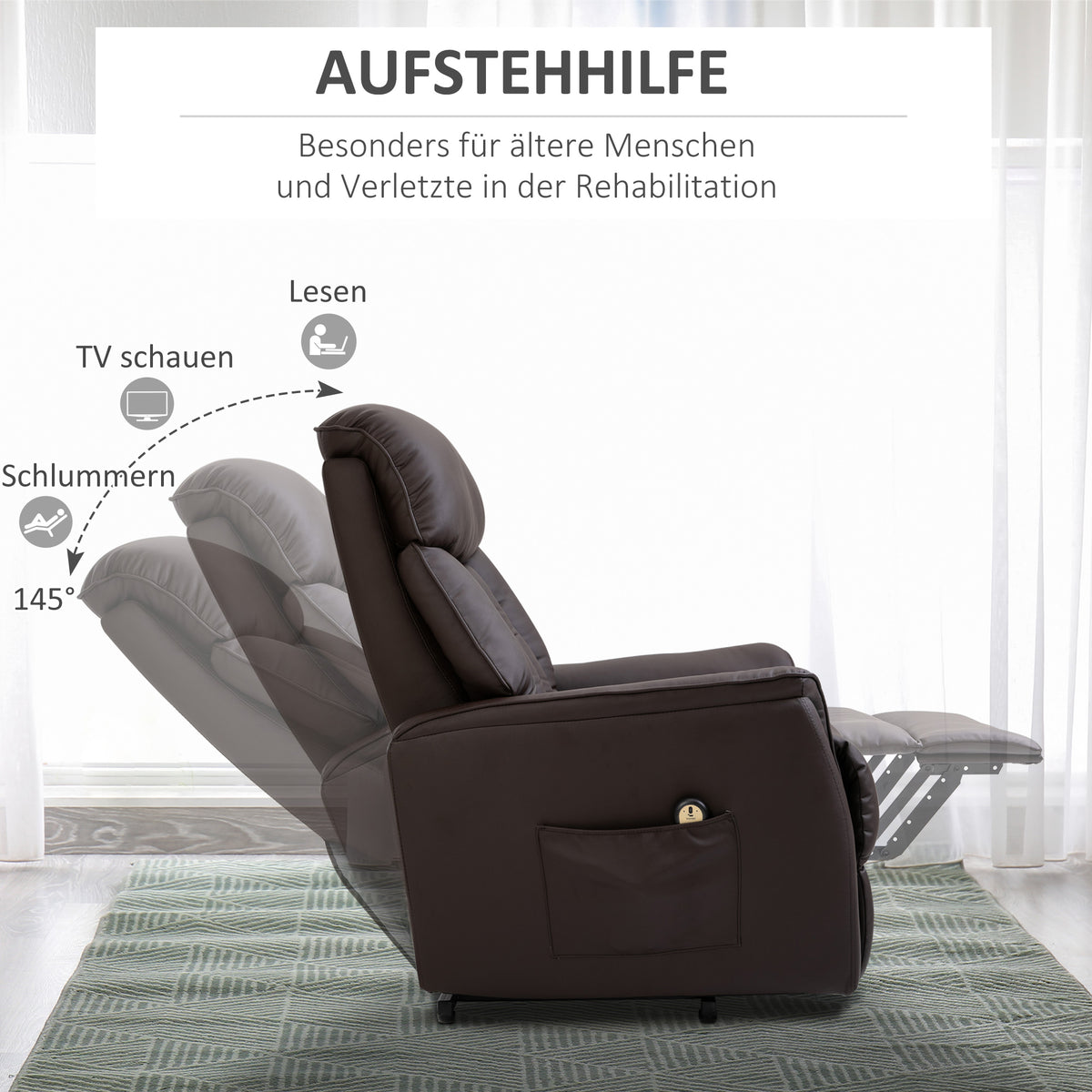Elektrischer Aufstehsessel mit Liegefunktion
