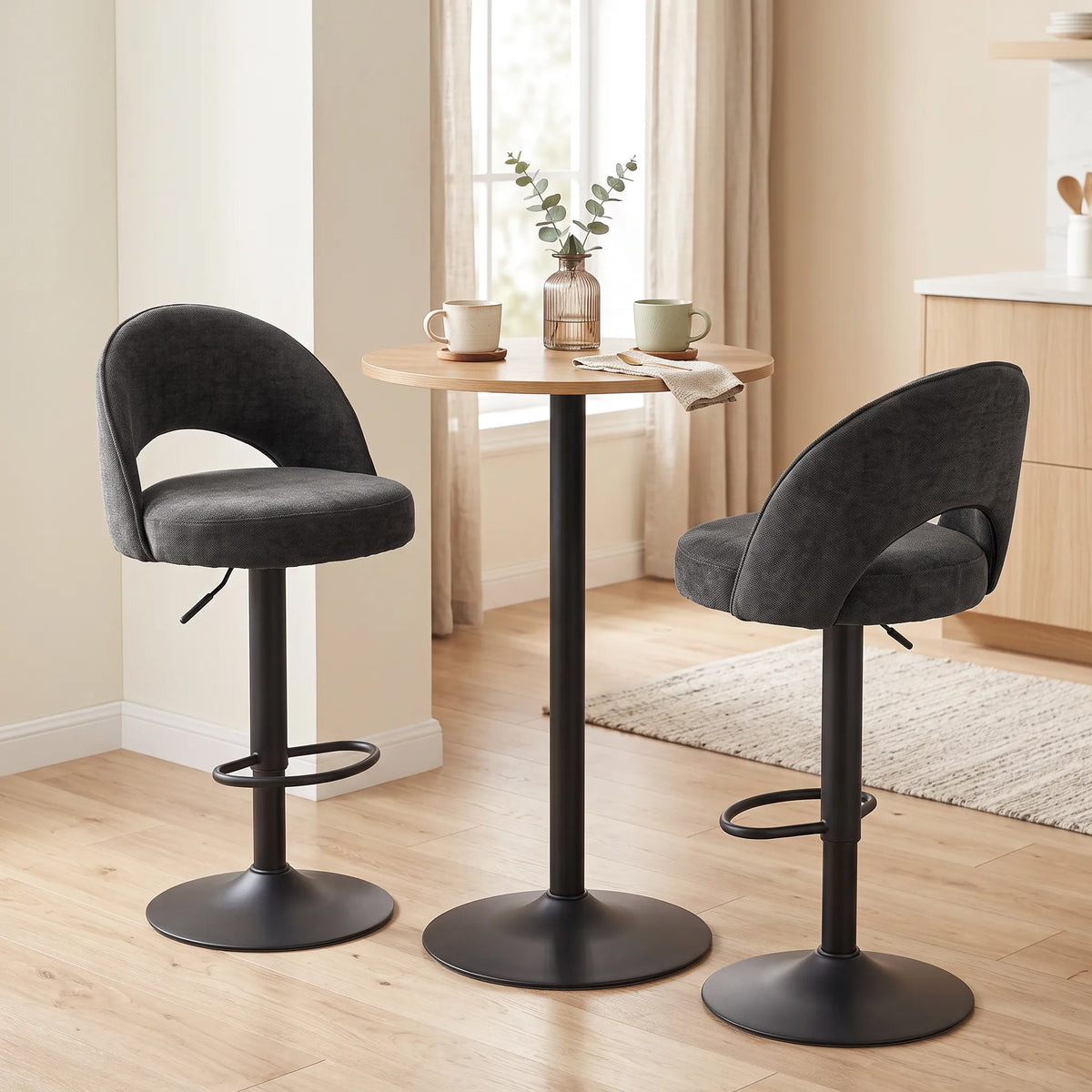 Barhocker 2er-Set, höhenverstellbar und drehbar