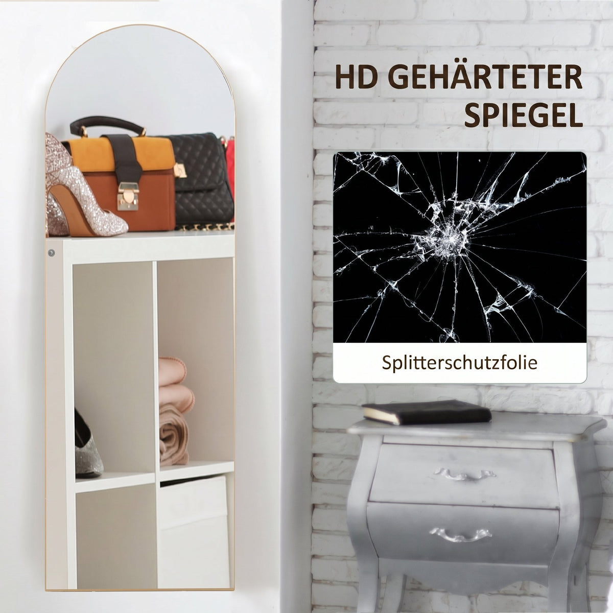 Rahmenloser Ganzkörperspiegel mit Bogen