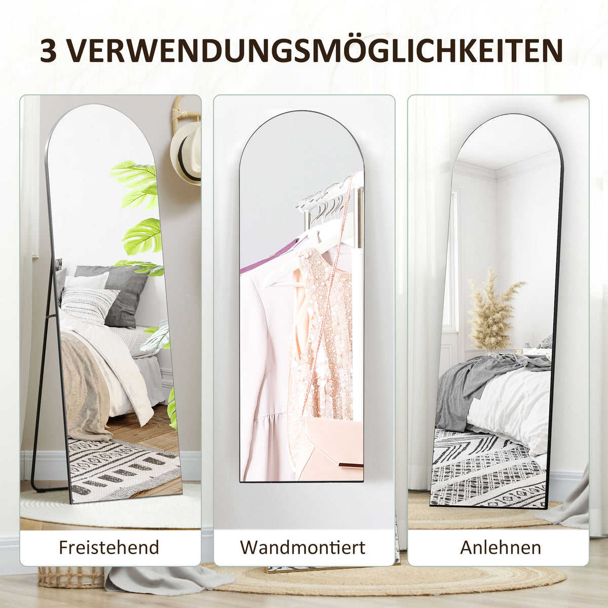 Rahmenloser Ganzkörperspiegel mit Bogen