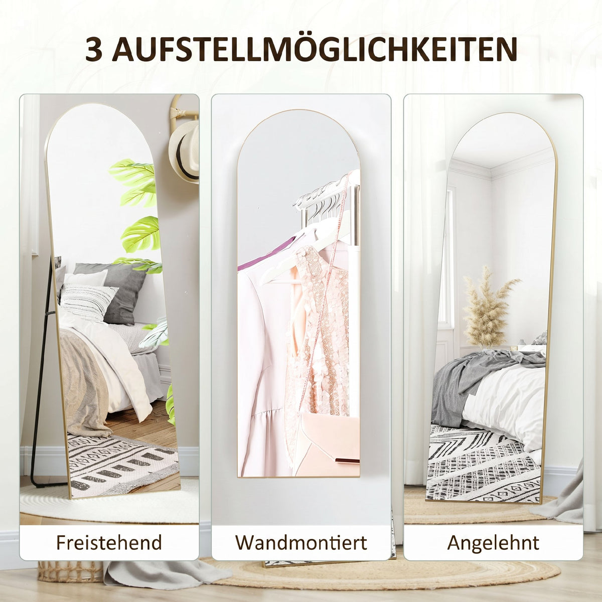 Rahmenloser Ganzkörperspiegel mit Bogen