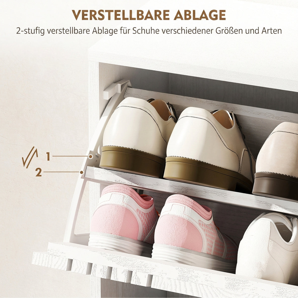 Schuhschrank mit 3 Klappen und verstellbaren Böden