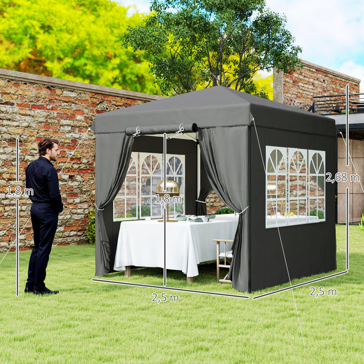Pop-up-Pavillon mit Seitenwänden und Rolltasche