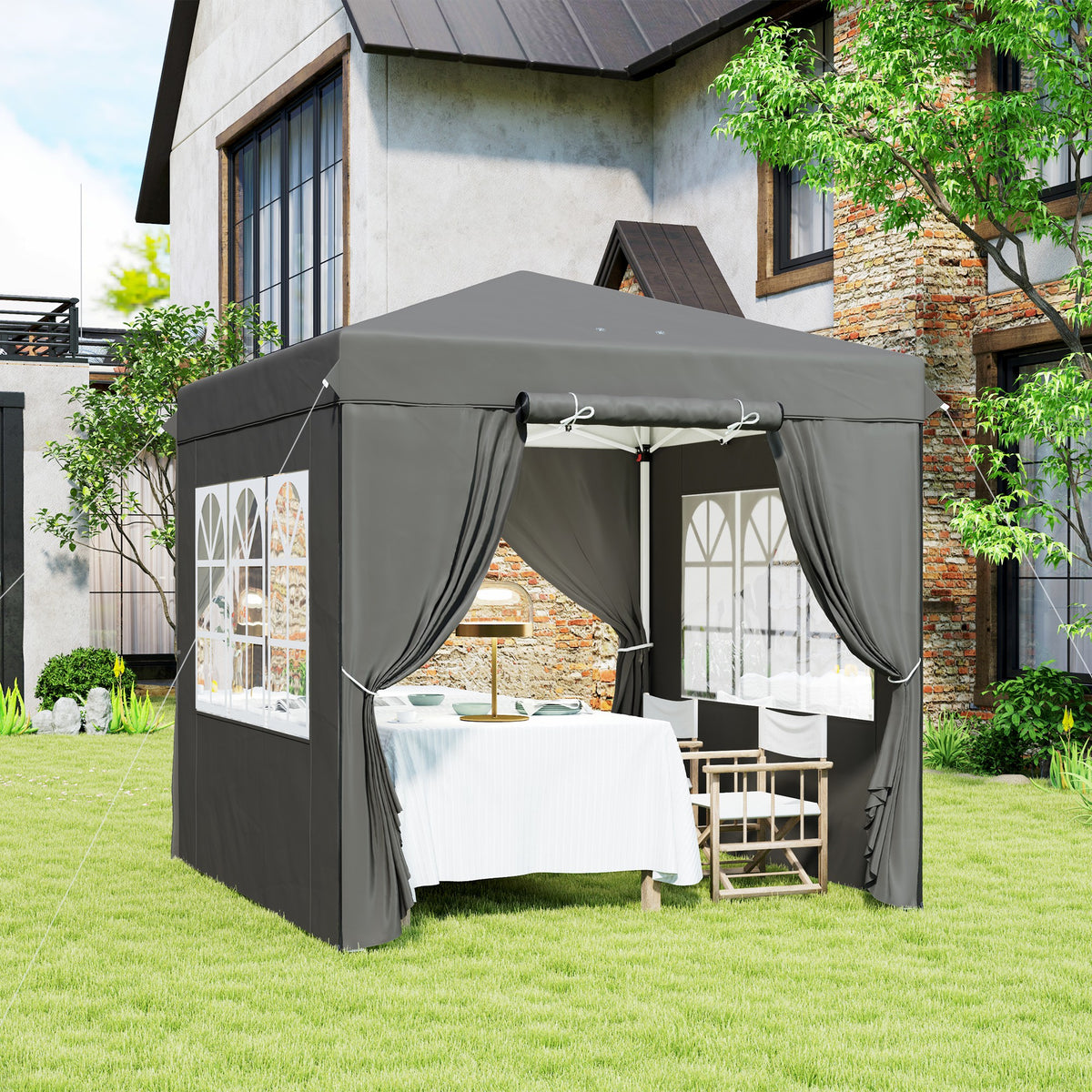 Pop-up-Pavillon mit Seitenwänden und Rolltasche