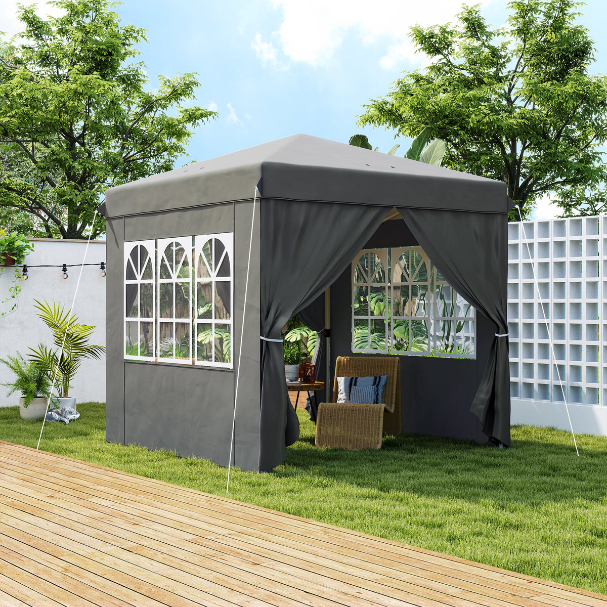 Pop-up-Pavillon mit Seitenwänden und Rolltasche