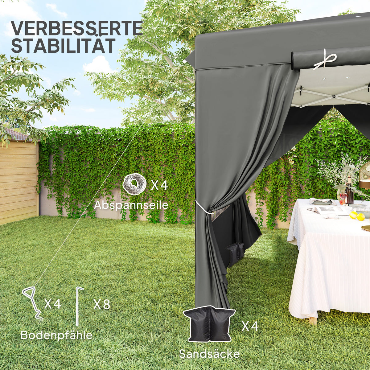 Pop-up-Pavillon mit Seitenwänden und Rolltasche
